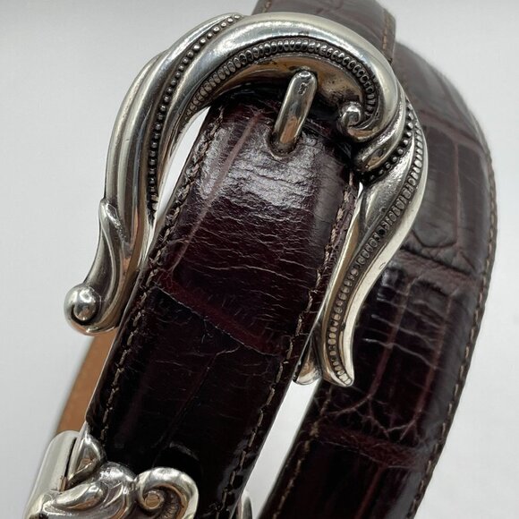 Brighton Allegro Swirl Brown Mock Crocodile Leather Waist Belt Women's L 24507 - Picture 4 of 9
